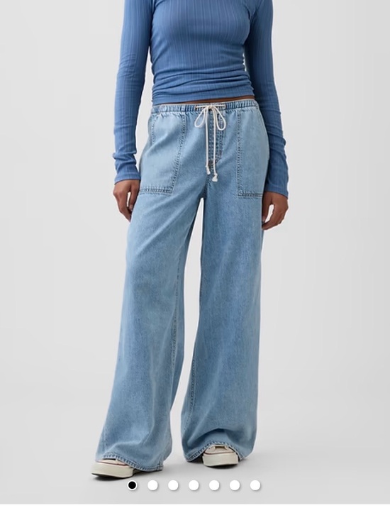 GAP Pants - GAP Light Wash Wide-Leg Denim with Drawstring